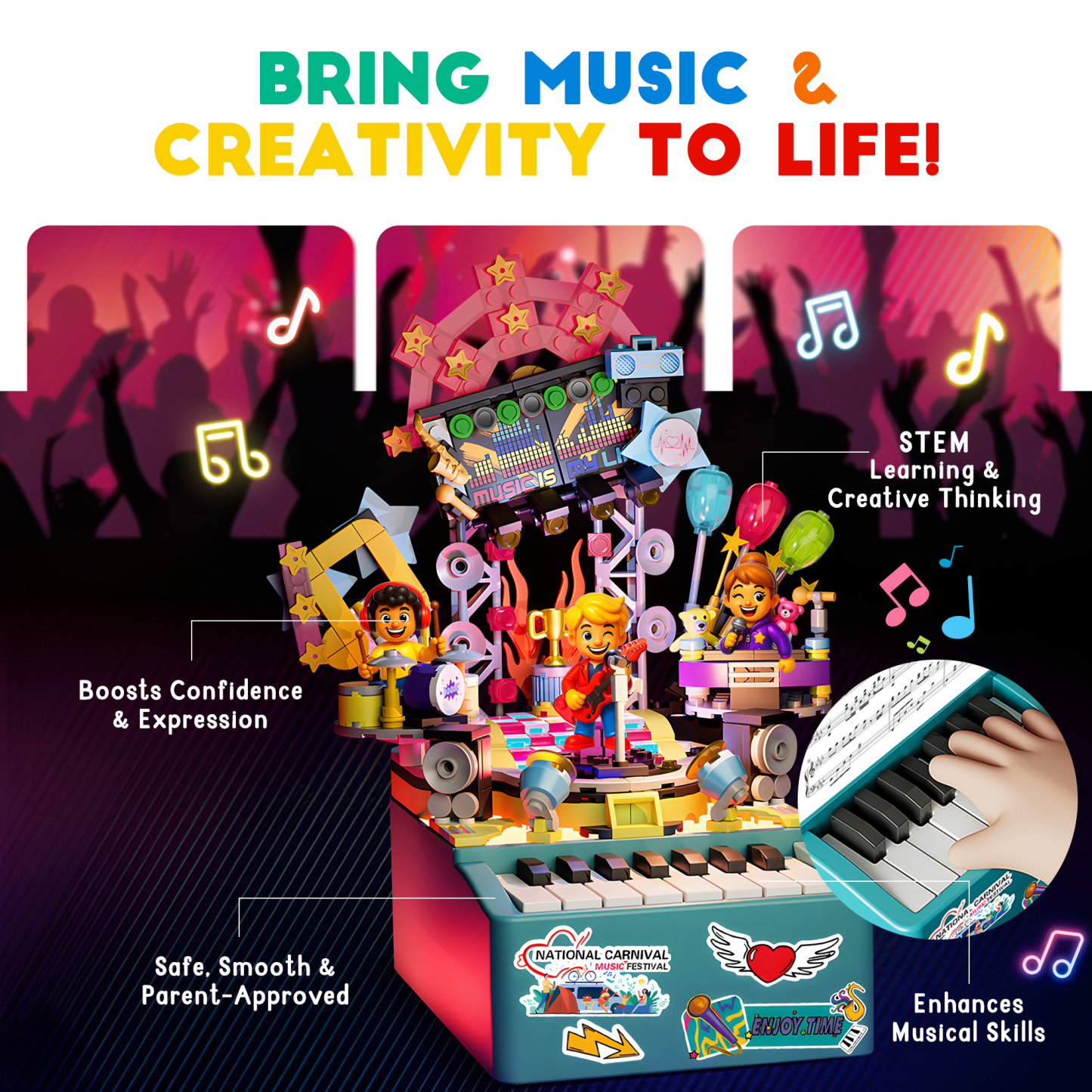 STEM Piano Music Building Block Set with Light & Sound