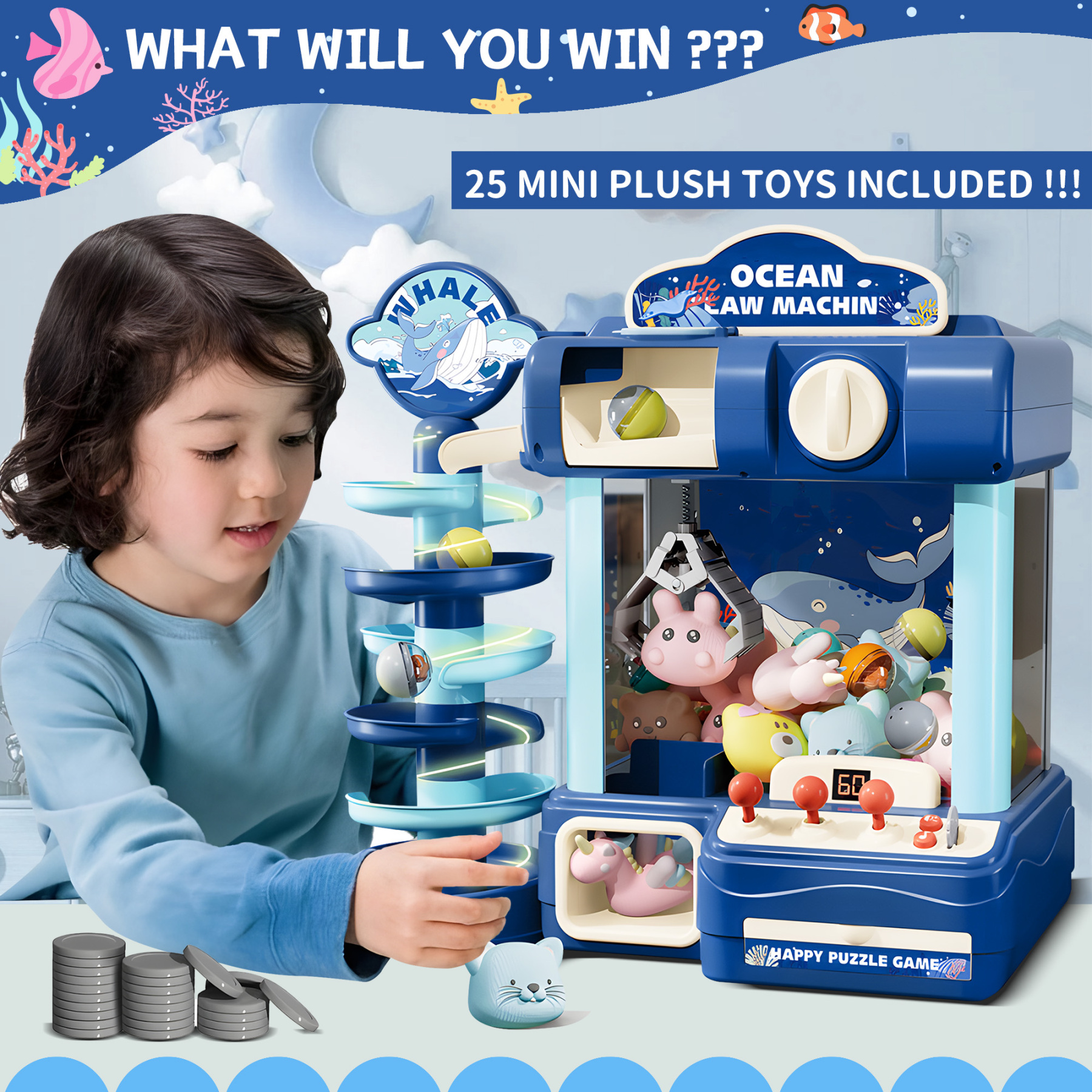 2 in 1 Big Claw Machine for Kids
