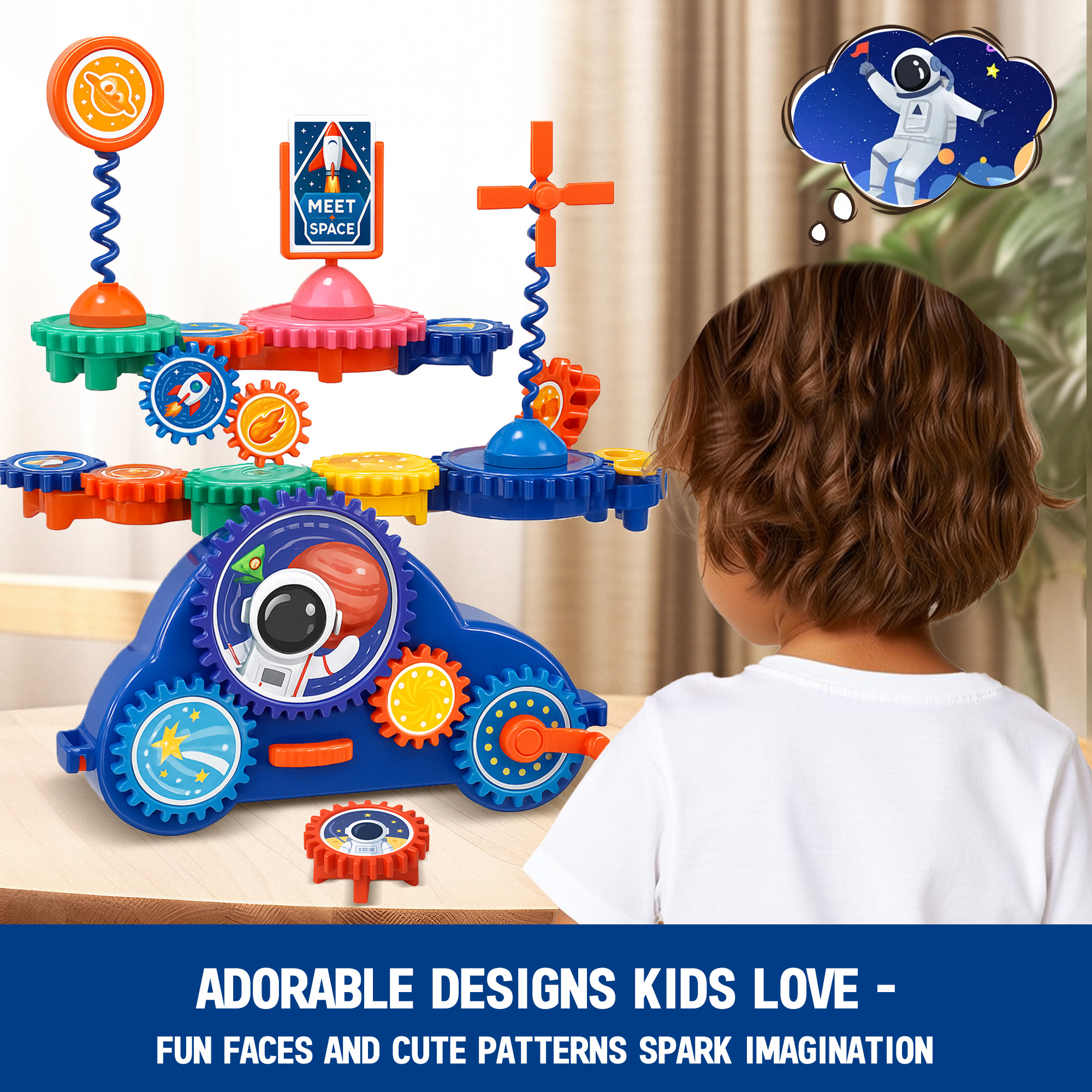 Motorized Spinning Gear Building Toys for Kids