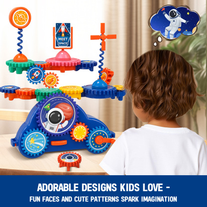 Motorized Spinning Gear Building Toys for Kids