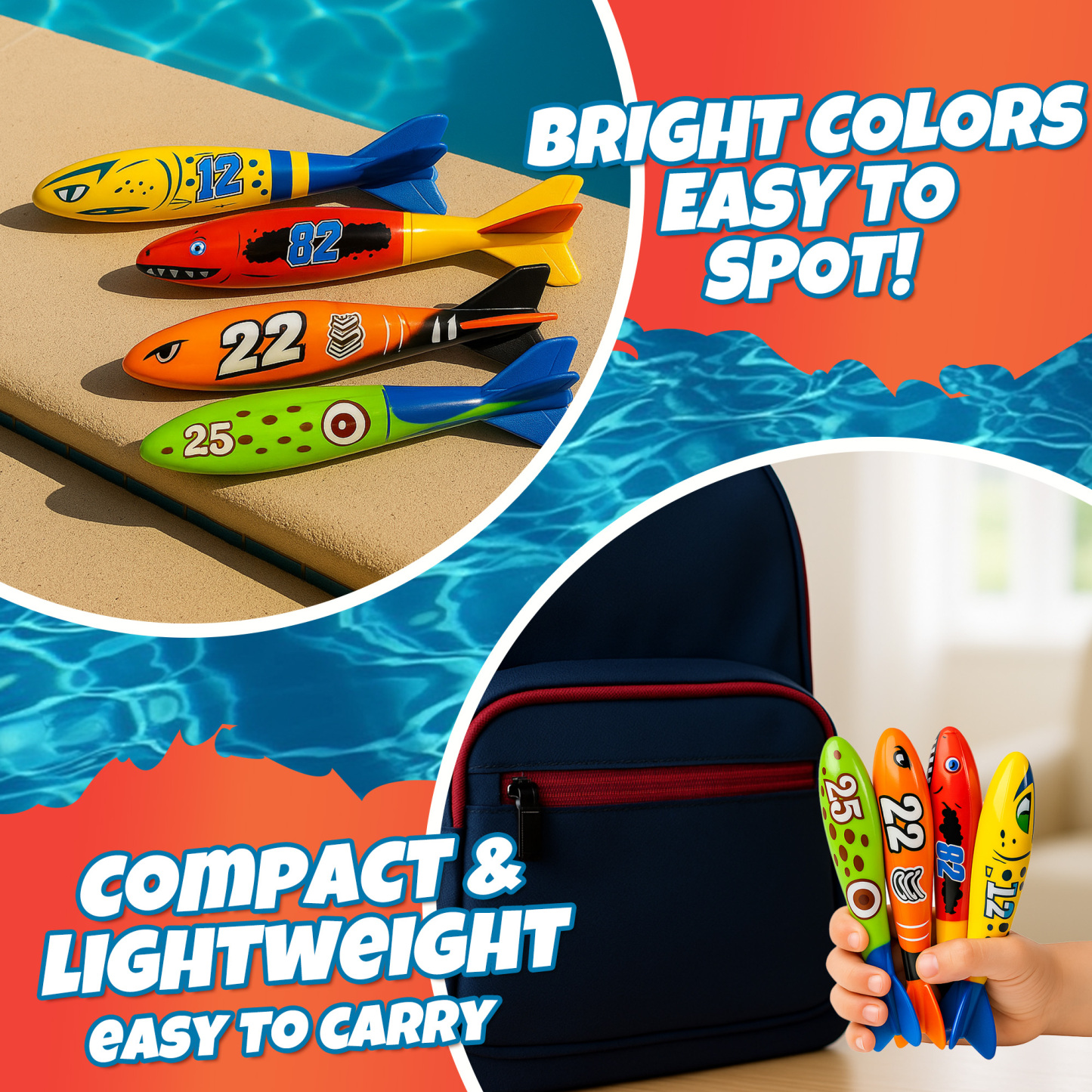 4 Pieces Torpedo Shark Diving Toys