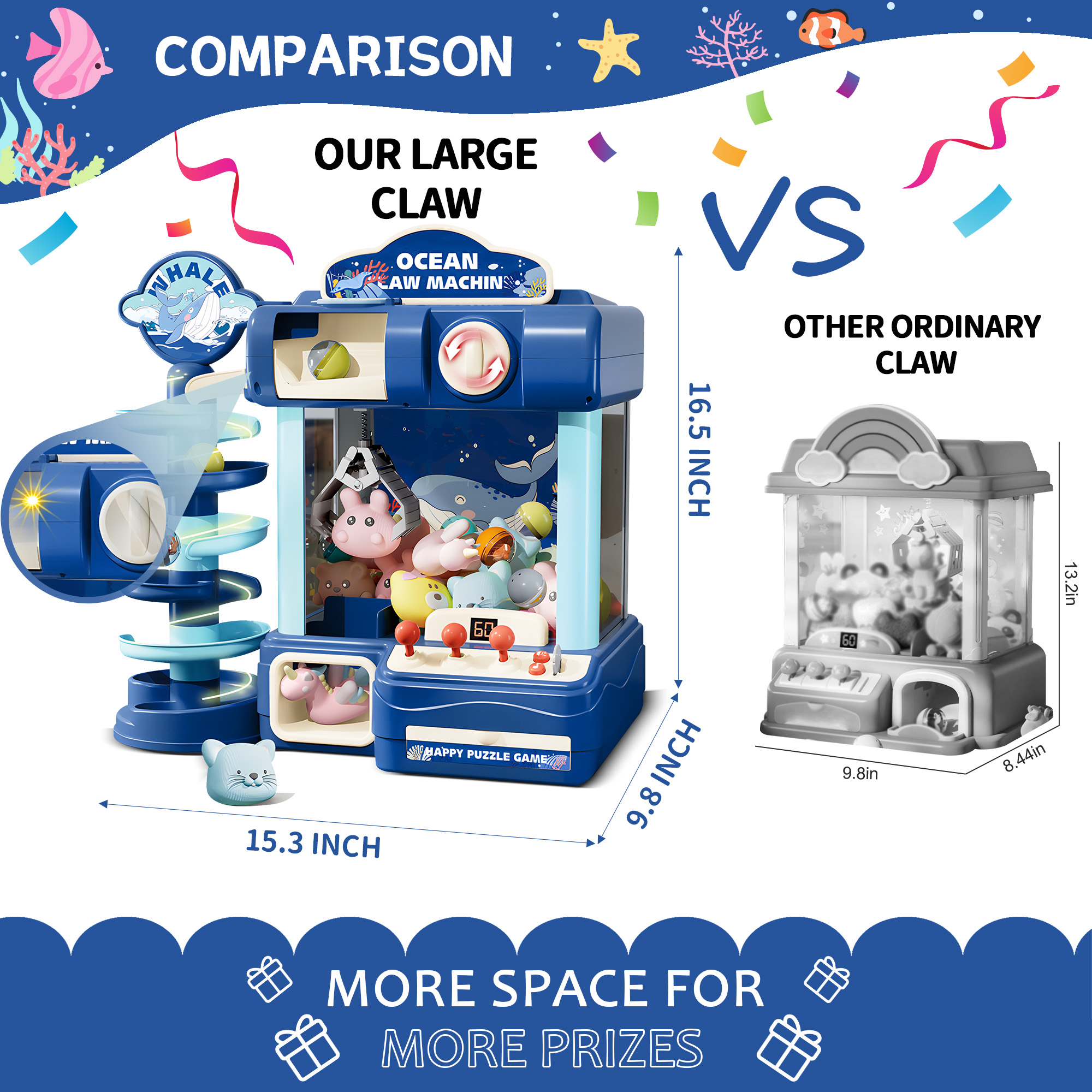 2 in 1 Big Claw Machine for Kids