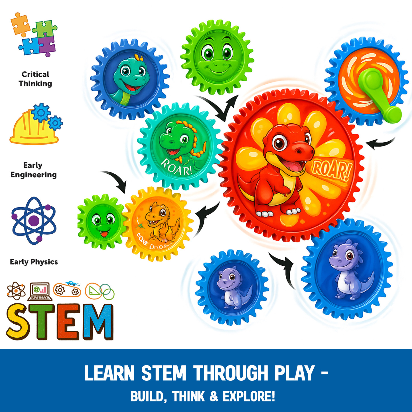 STEM Gear Toys for Toddlers 1-3 
