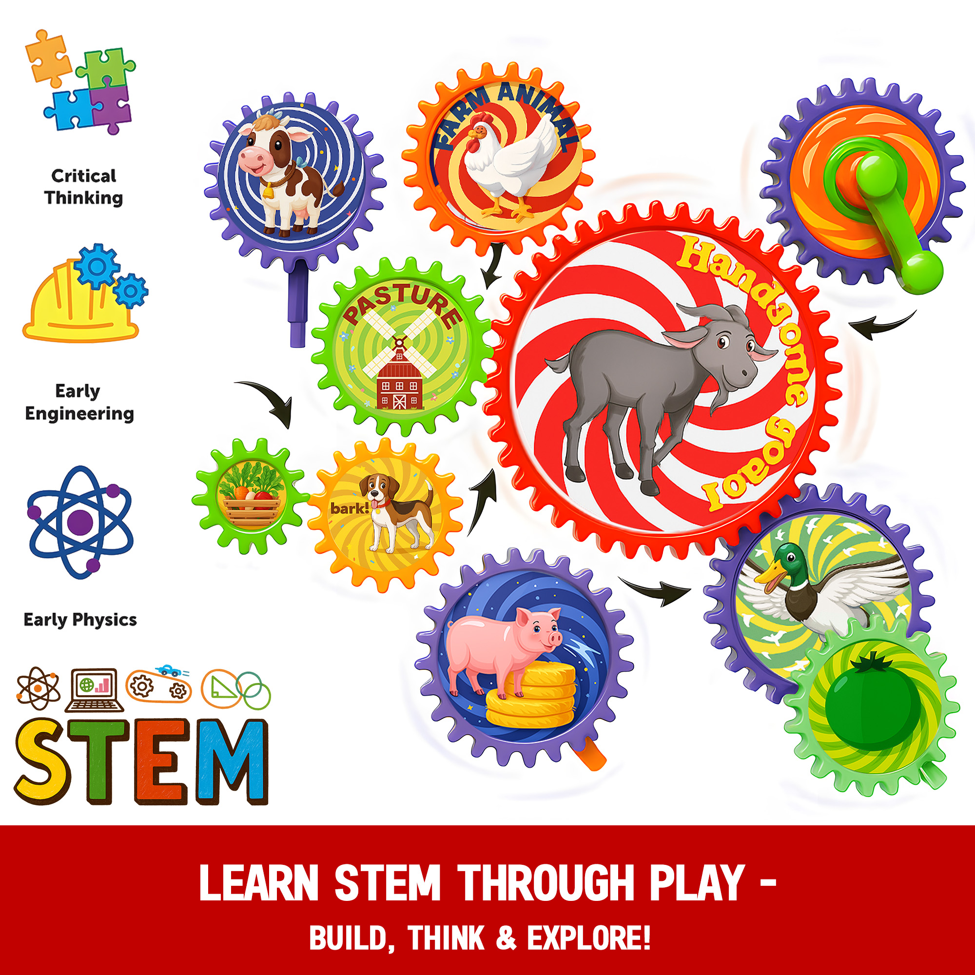 Animal Themed Motorized Gear Toys for Toddlers