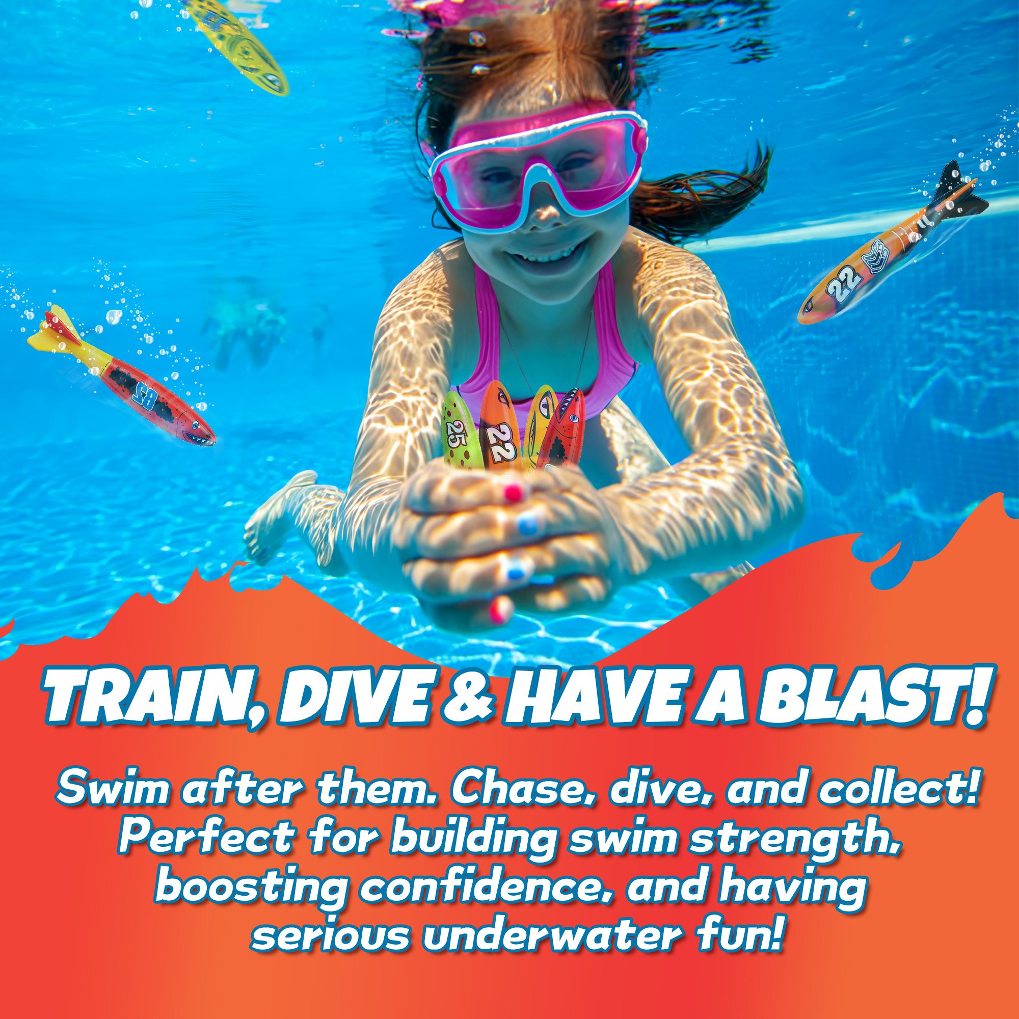 4 Pieces Torpedo Shark Diving Toys