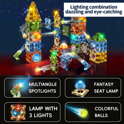 Glowing Magnetic Marble Run Set 142PCS