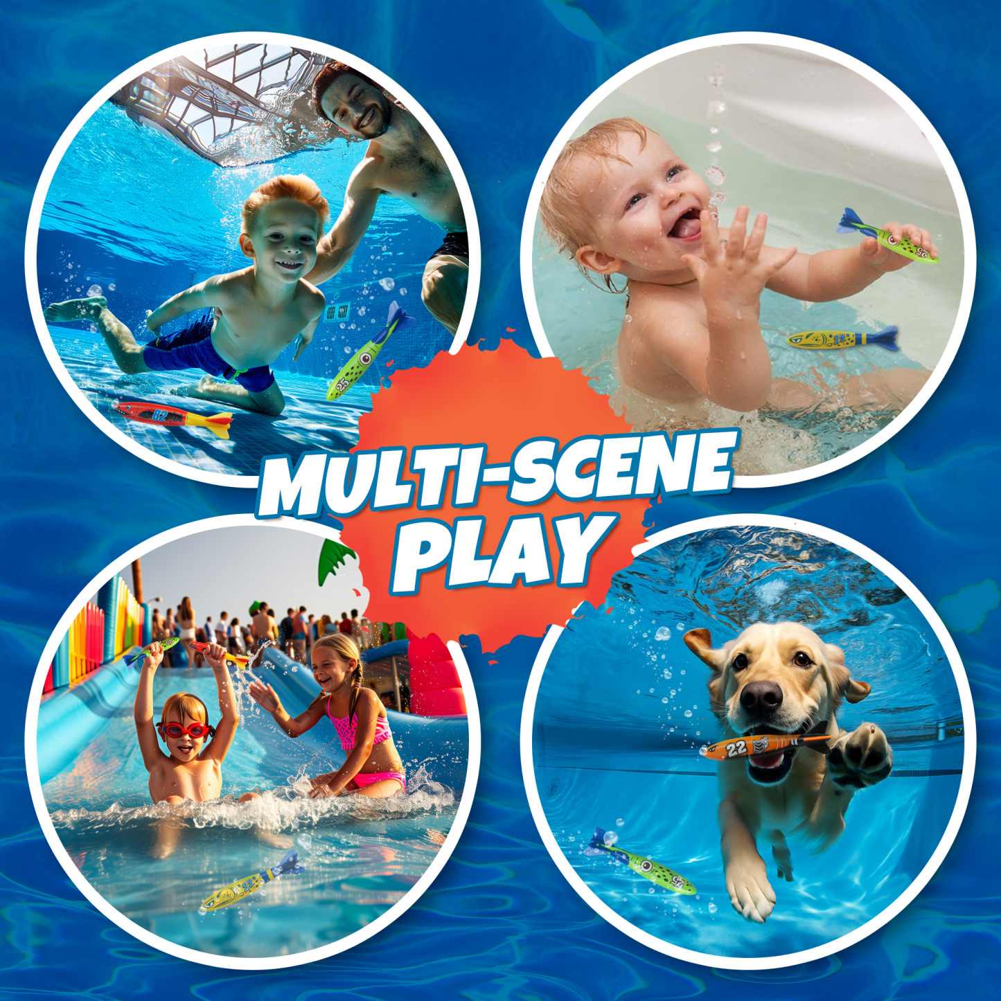 4 Pieces Torpedo Shark Diving Toys