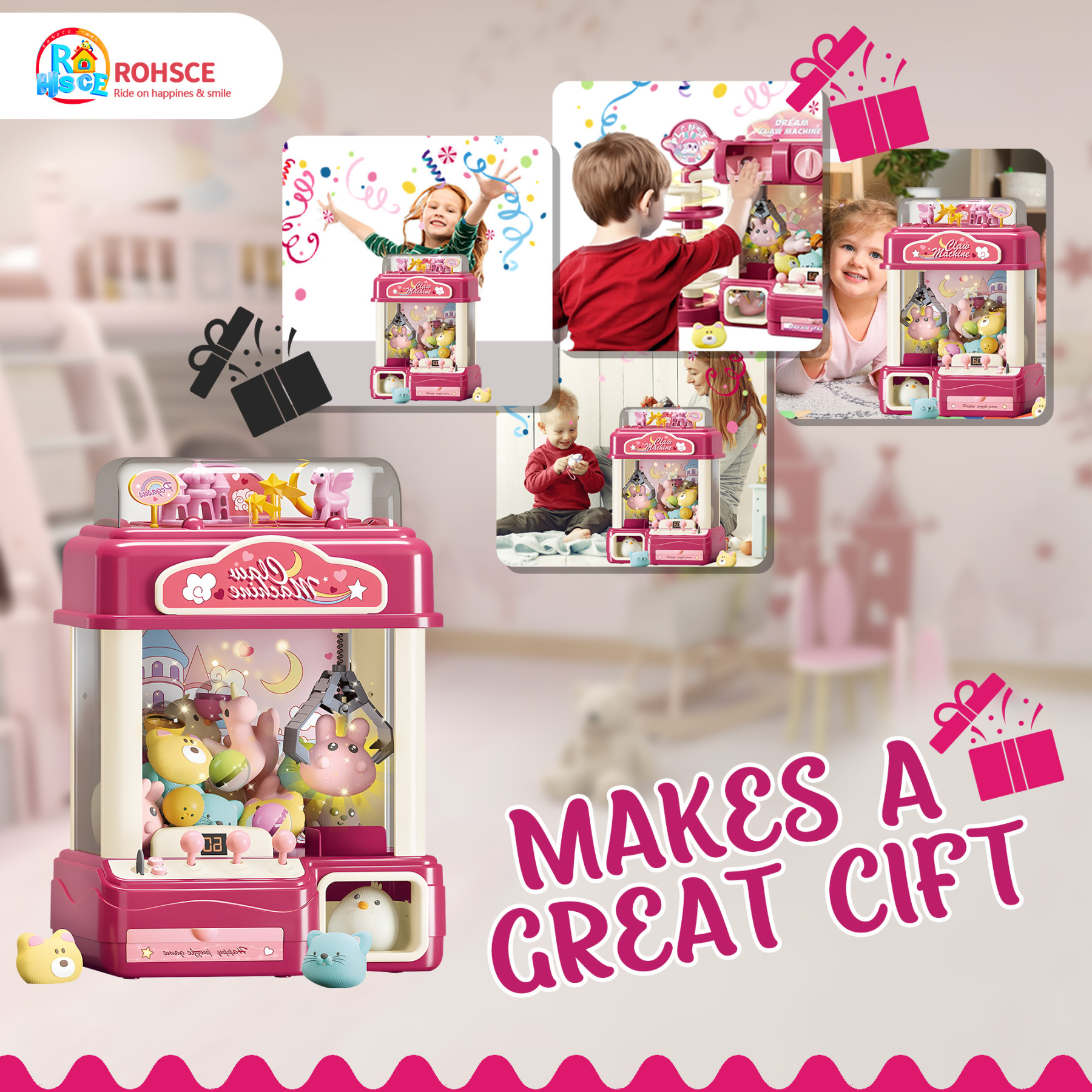 Interactive Claw Toy Arcade Machine with Prizes