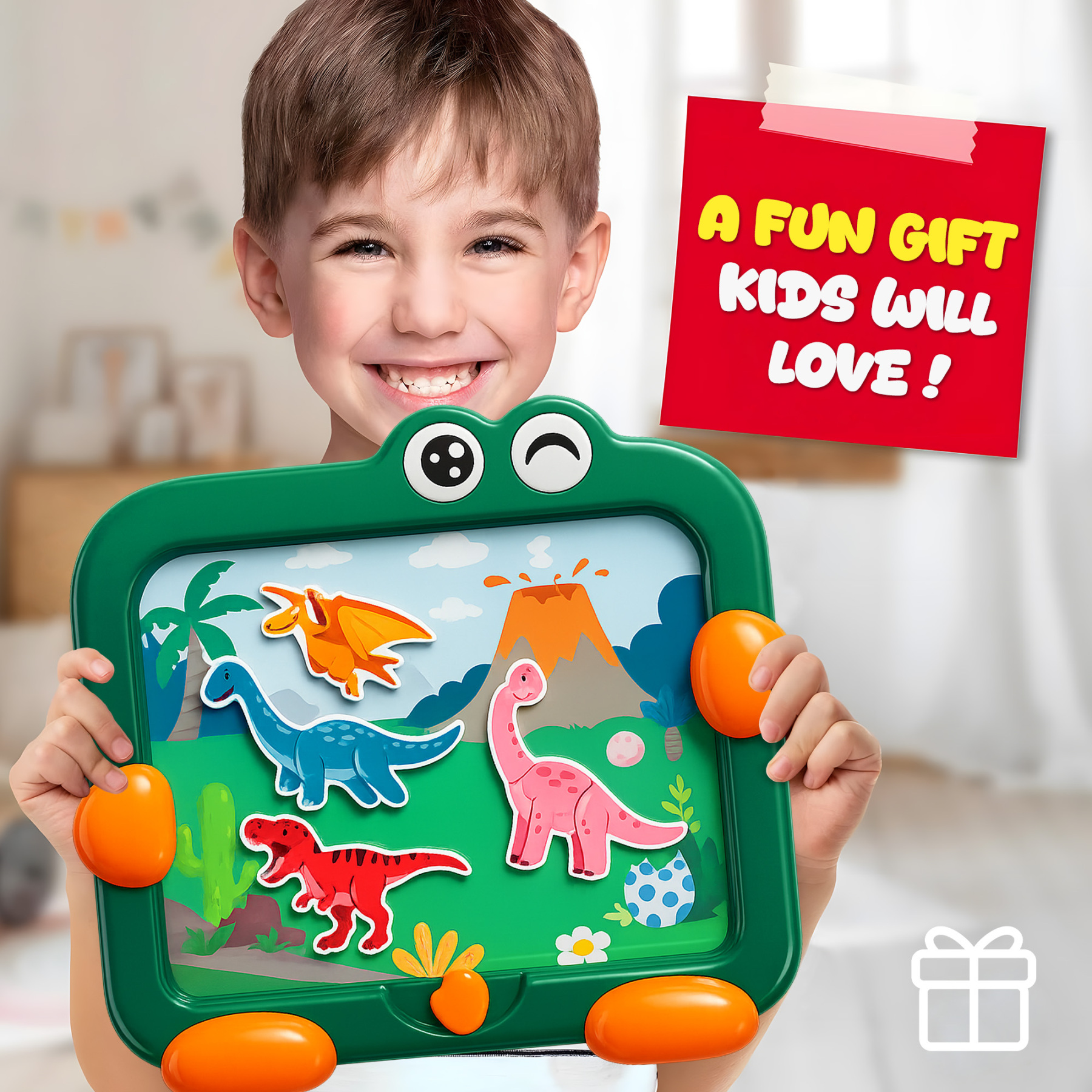 2 in 1 Dinosaur Magnetic Puzzle Board and Drawing Board for Toddlers