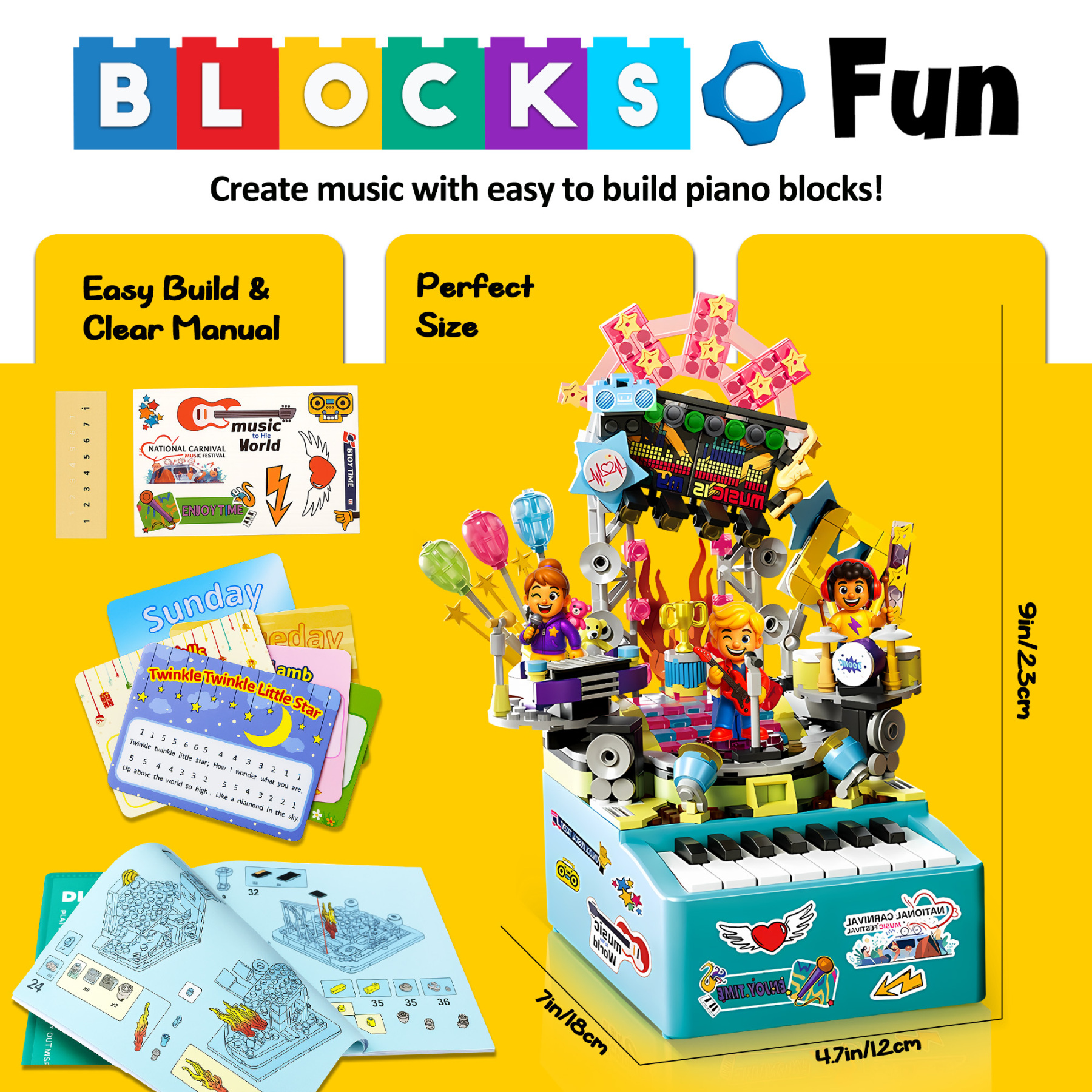 STEM Piano Music Building Block Set with Light & Sound