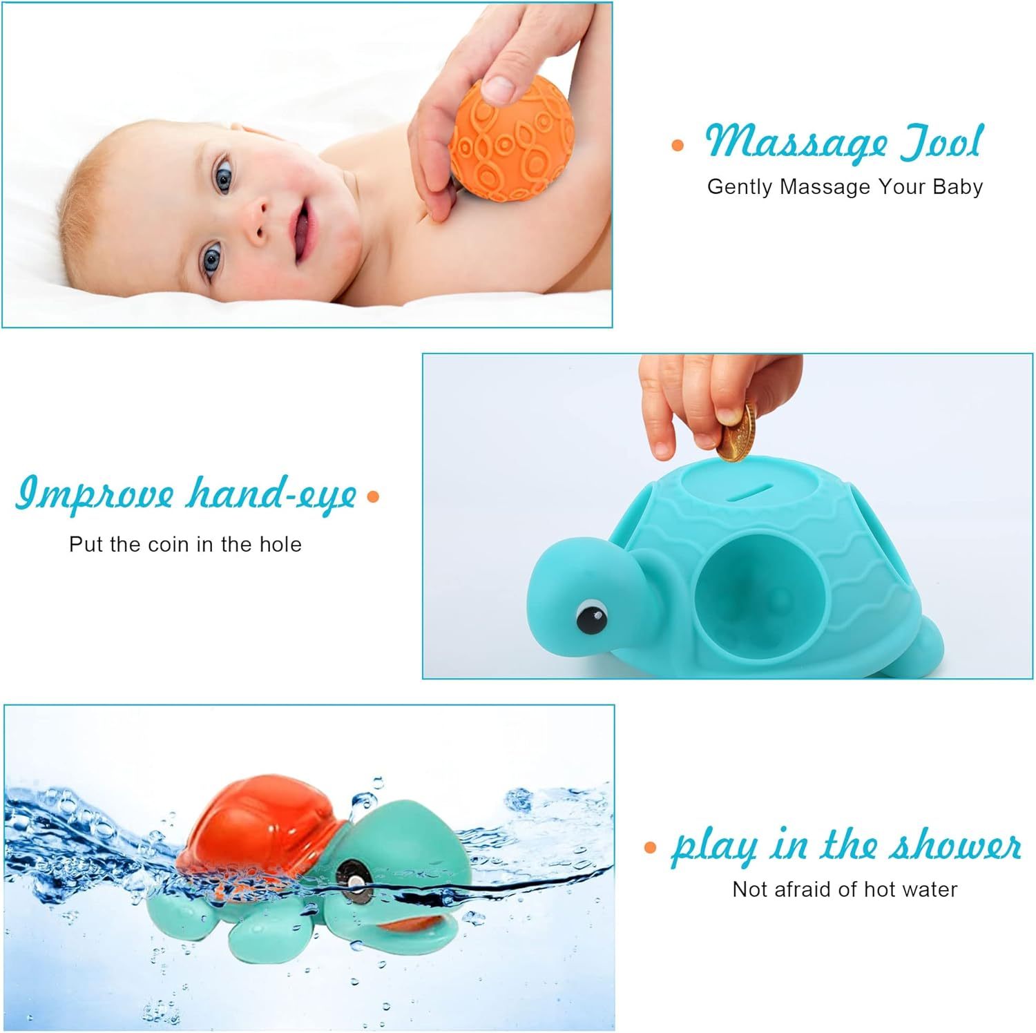 Toddler Ball 1-3 Baby Sensory Toy Montessori Toy Suitable for 6-12 Months Baby Ball Toy Sensory Ball BPA Free Teething Gift Toddler Ball Bath Toy Bright Colors Multi-Texture