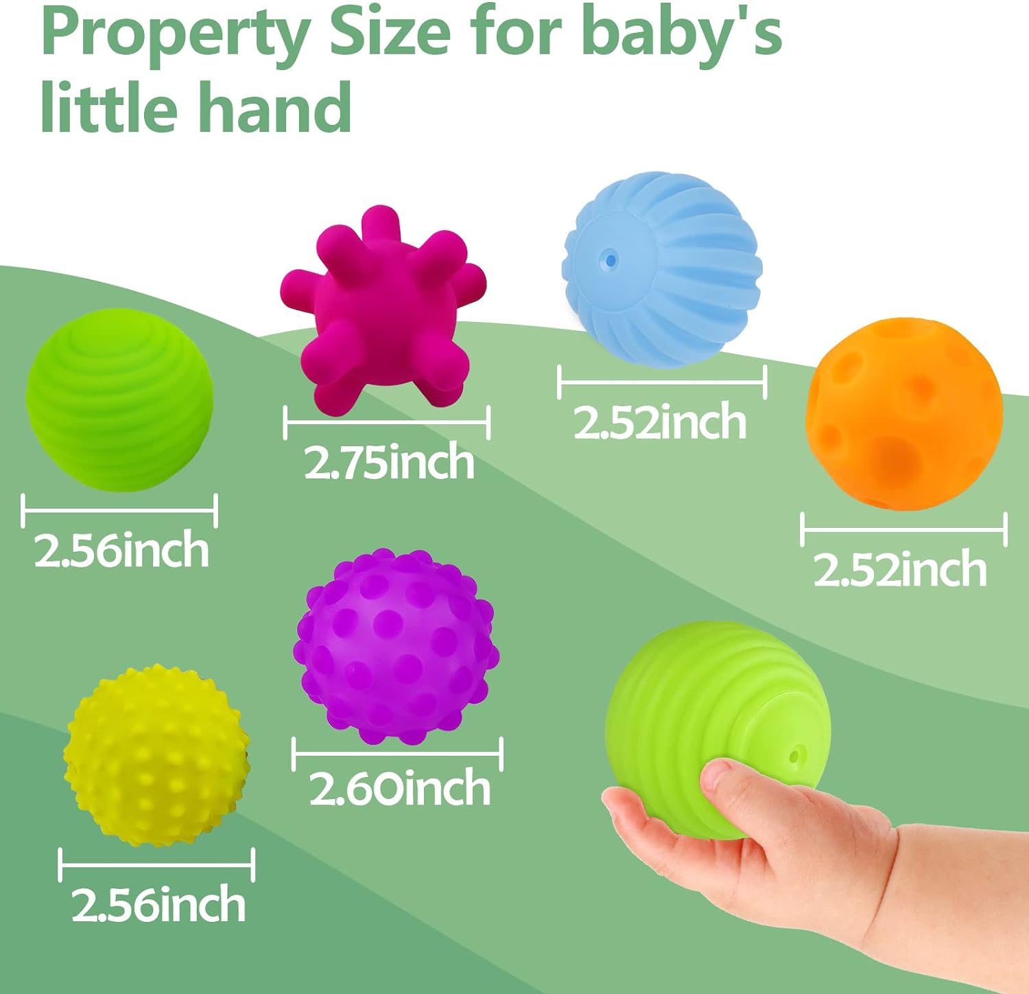 Sensory ball suitable for infants 6 to 12 months, sensory baby toys, suitable for toddlers 1-3 years old, bright color texture multi-soft ball gift set, Montessori toys suitable for 6-12 months baby toys (6 pieces)