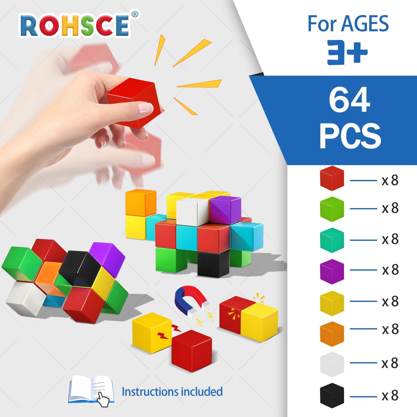 64PCS Magnetic Building Blocks Set for Kids