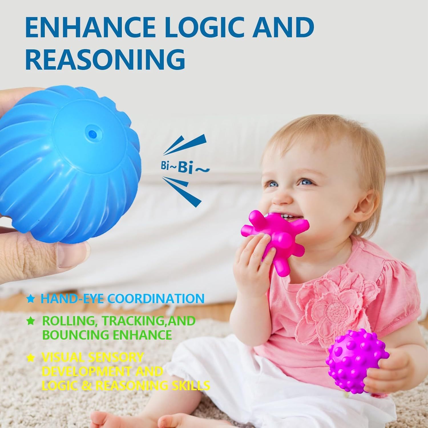 Baby Kids Sensory Balls, Soft Montessori Toys for 6 to 12 Months Baby Sensory Toy Balls Toddler and Infant Small Massaging Soft Textured Multi Ball Set