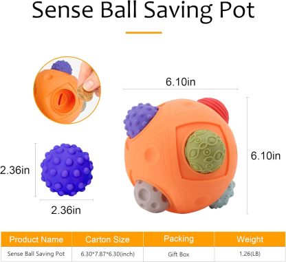 Toddler Ball 1-3 Baby Sensory Toy Montessori Toy Suitable for 6-12 Months Baby Ball Toy Sensory Ball BPA Free Teething Gift Toddler Ball Bath Toy Bright Colors Multi-Texture
