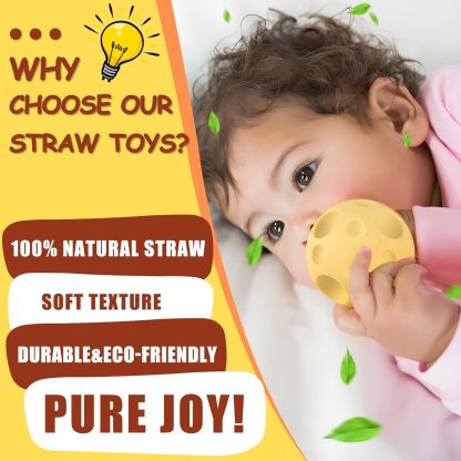 Baby Sensory Balls - 6 Pack, 1-3 Years Old Toddler Balls, Soft Textured Montessori Baby Toys 6 to 12 Months, Wheat Straw Toddler Balls for Baby Development