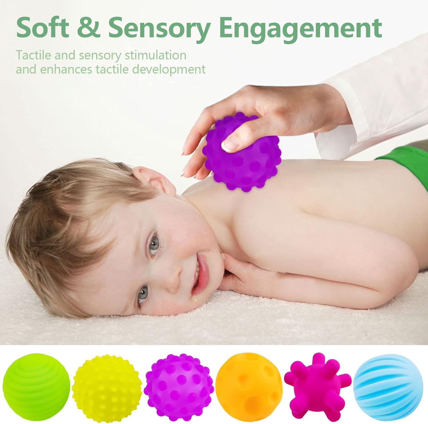 Sensory ball suitable for infants 6 to 12 months, sensory baby toys, suitable for toddlers 1-3 years old, bright color texture multi-soft ball gift set, Montessori toys suitable for 6-12 months baby toys (6 pieces)