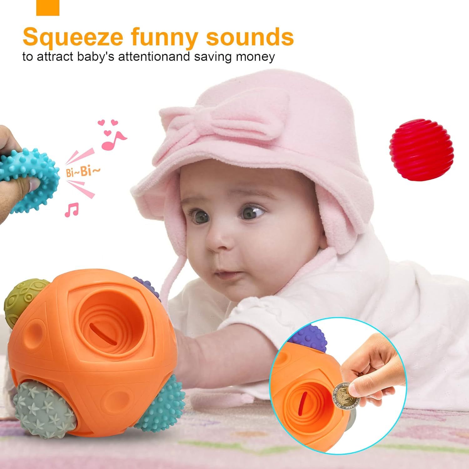 Toddler Ball 1-3 Baby Sensory Toy Montessori Toy Suitable for 6-12 Months Baby Ball Toy Sensory Ball BPA Free Teething Gift Toddler Ball Bath Toy Bright Colors Multi-Texture