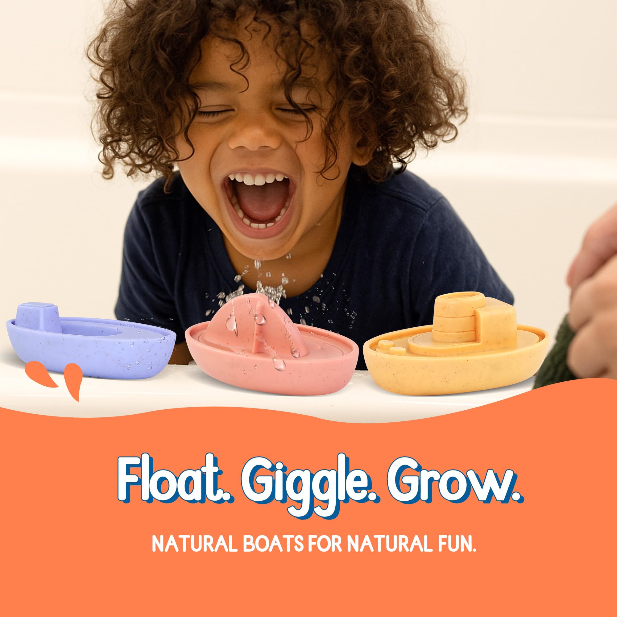 Floating Boat Bathtub Toys No Hole for Toddlers 1-3
