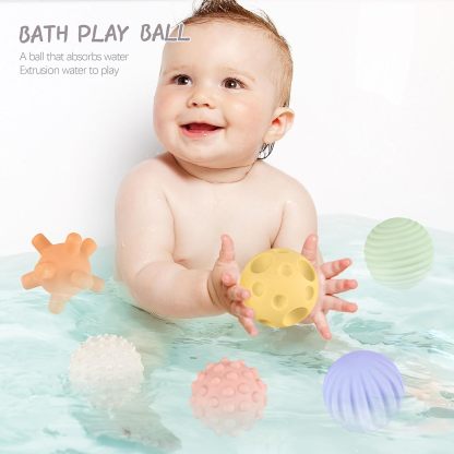 Baby Sensory Balls - 6 Pack, 1-3 Years Old Toddler Balls, Soft Textured Montessori Baby Toys 6 to 12 Months, Wheat Straw Toddler Balls for Baby Development