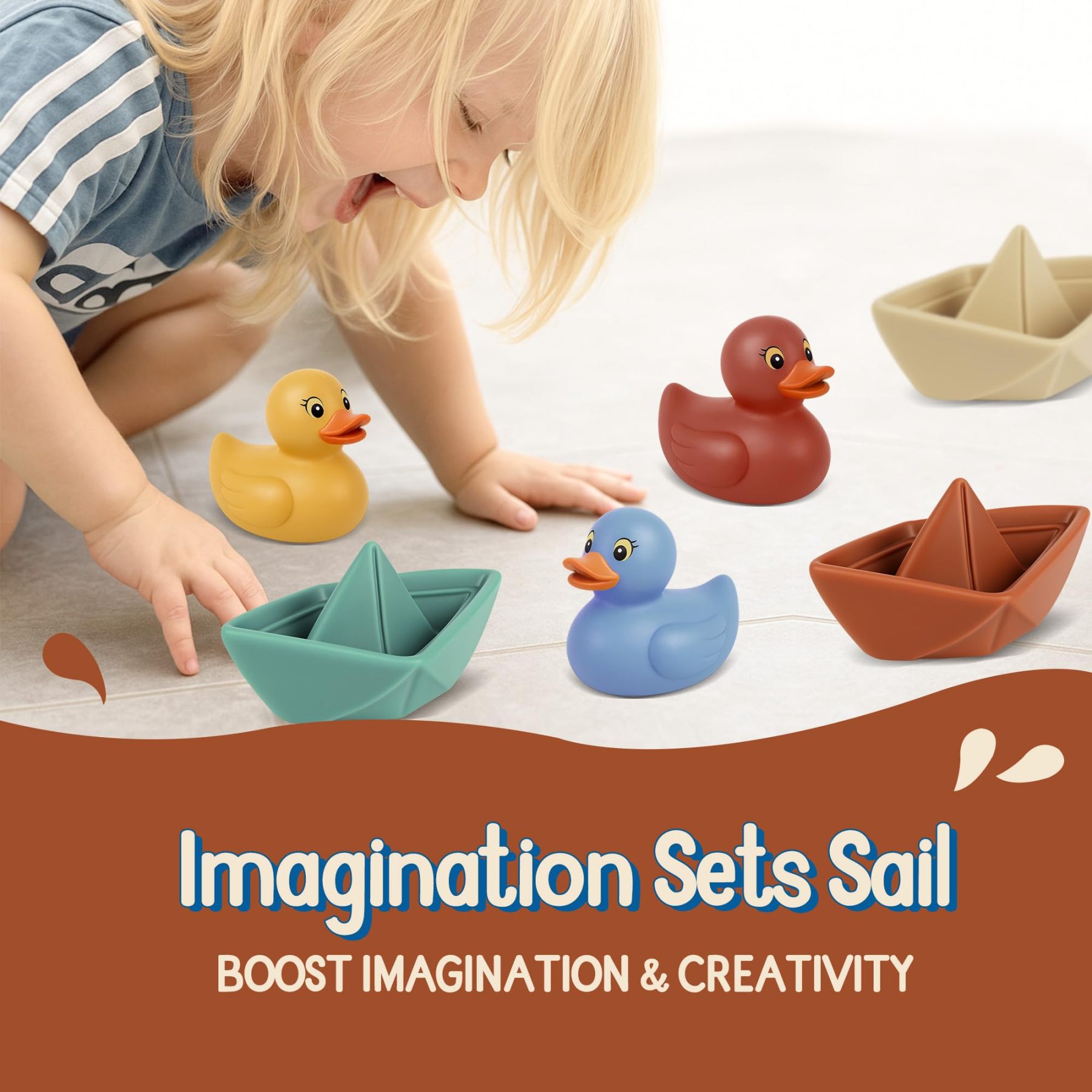 Floating Boat & Spraying Duck Baby Bathtub Toys Set
