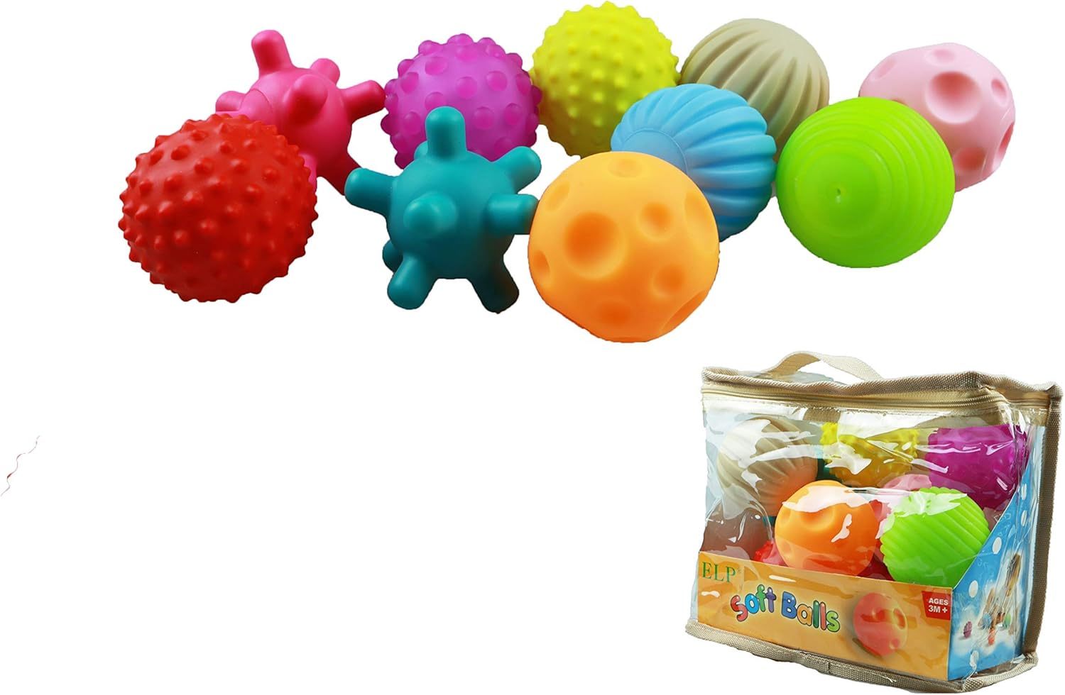 Baby Kids Sensory Balls, Soft Montessori Toys for 6 to 12 Months Baby Sensory Toy Balls Toddler and Infant Small Massaging Soft Textured Multi Ball Set