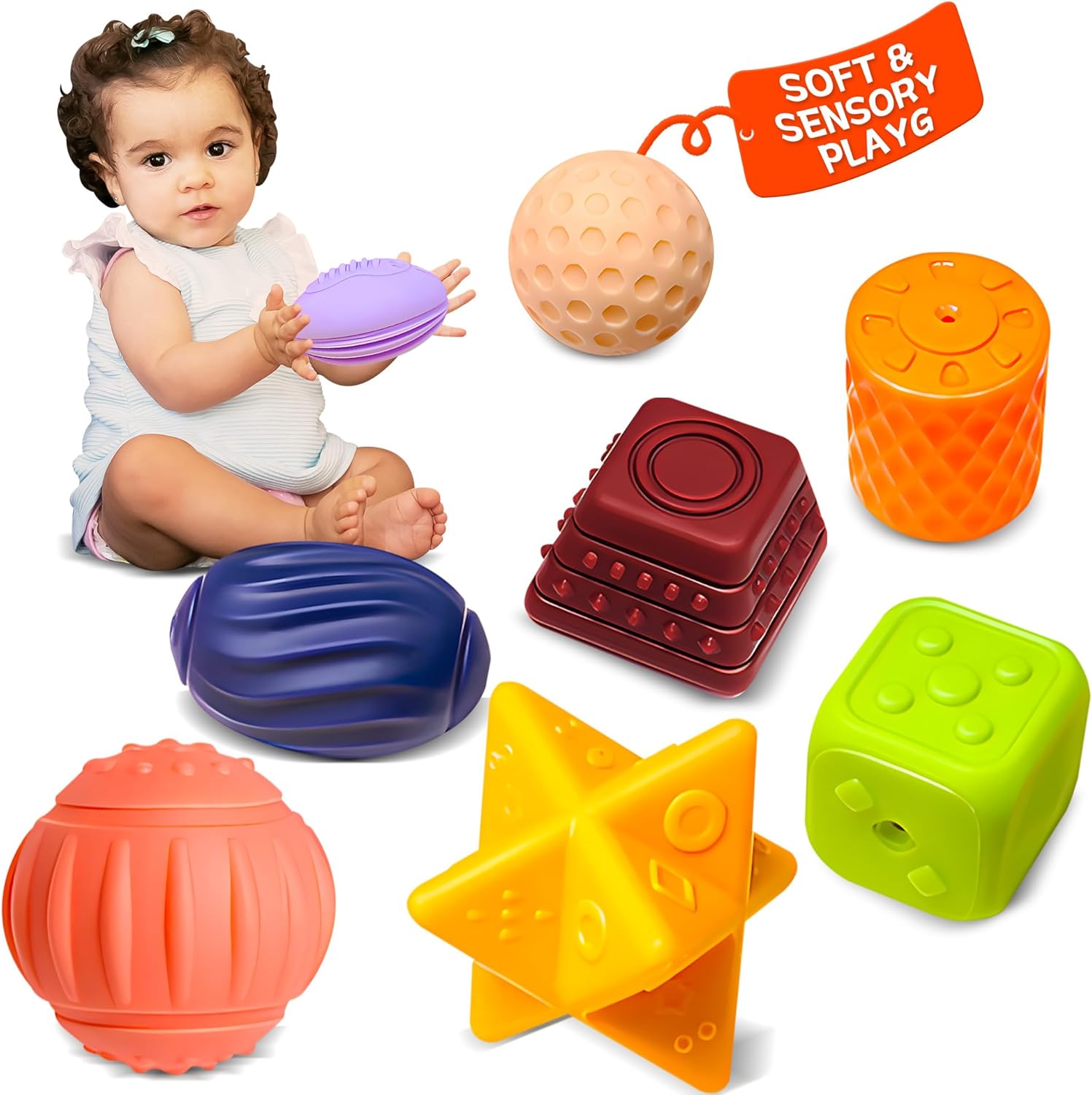 Baby Sensory Ball Soft Textured Multi-Sensory Toy Montessori Toy Baby Massage Ball Gift Set BPA Free Montessori Baby Toy 6 to 12 Months