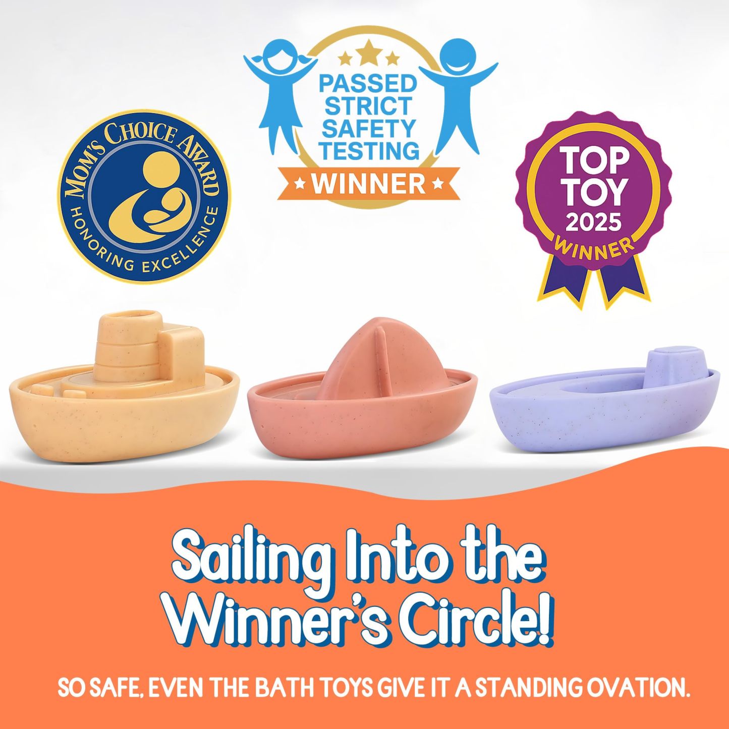 Floating Boat Bathtub Toys No Hole for Toddlers 1-3