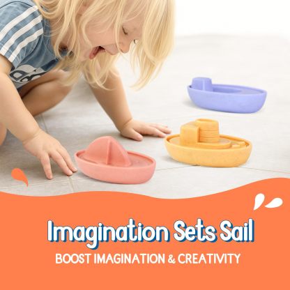 Floating Boat Bathtub Toys No Hole for Toddlers 1-3