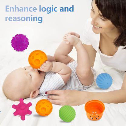 Baby Sensory Balls, 6-12 Months Baby Toy, Textured Multi Balls for Toddlers, 1-3 Colorful Soft Squeeze Bath Toys, Montessori Baby Toys with Stacking Cups, Juguetes Para Bebes de 0 a 6 Meses