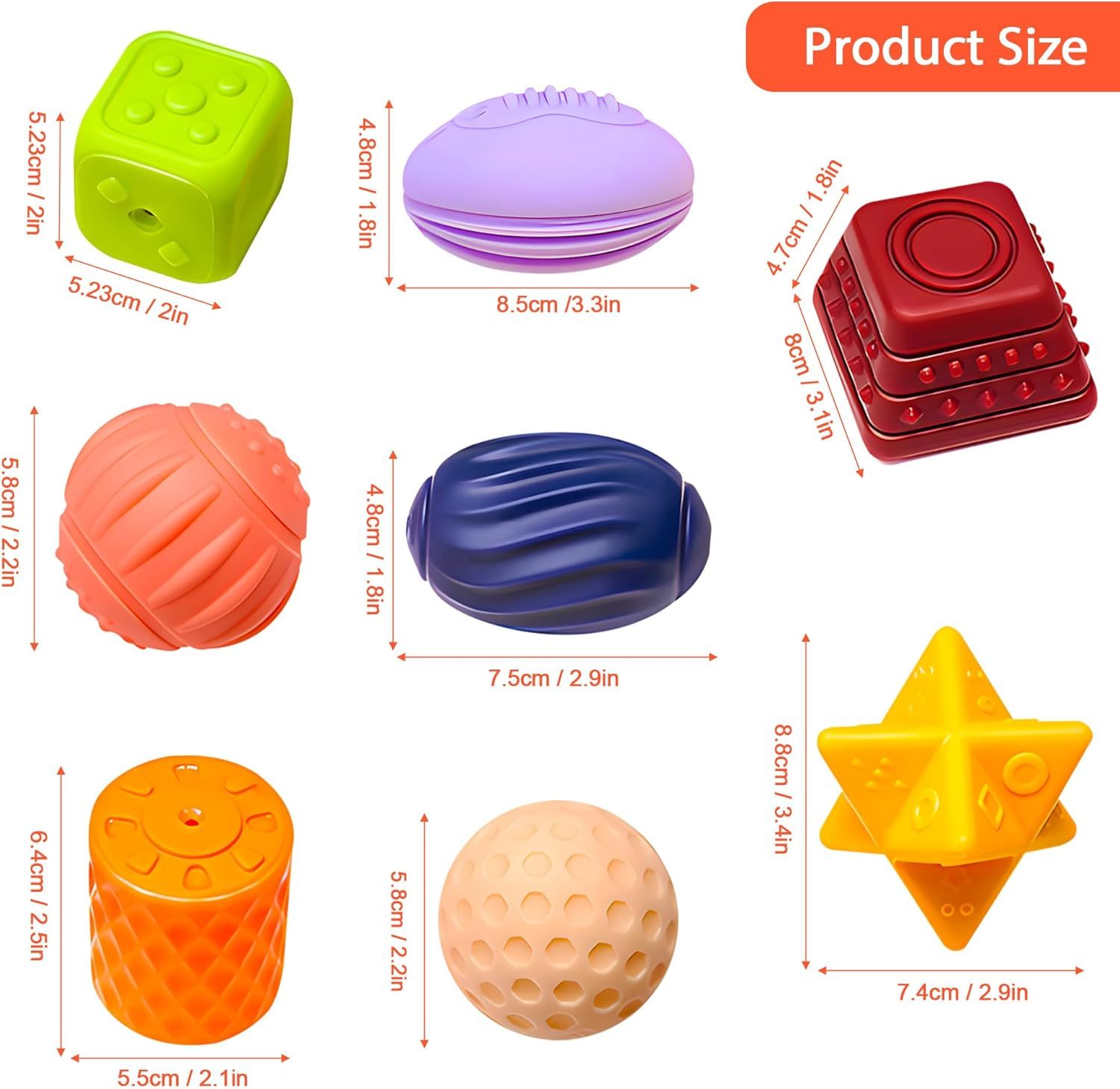Baby Sensory Ball Soft Textured Multi-Sensory Toy Montessori Toy Baby Massage Ball Gift Set BPA Free Montessori Baby Toy 6 to 12 Months