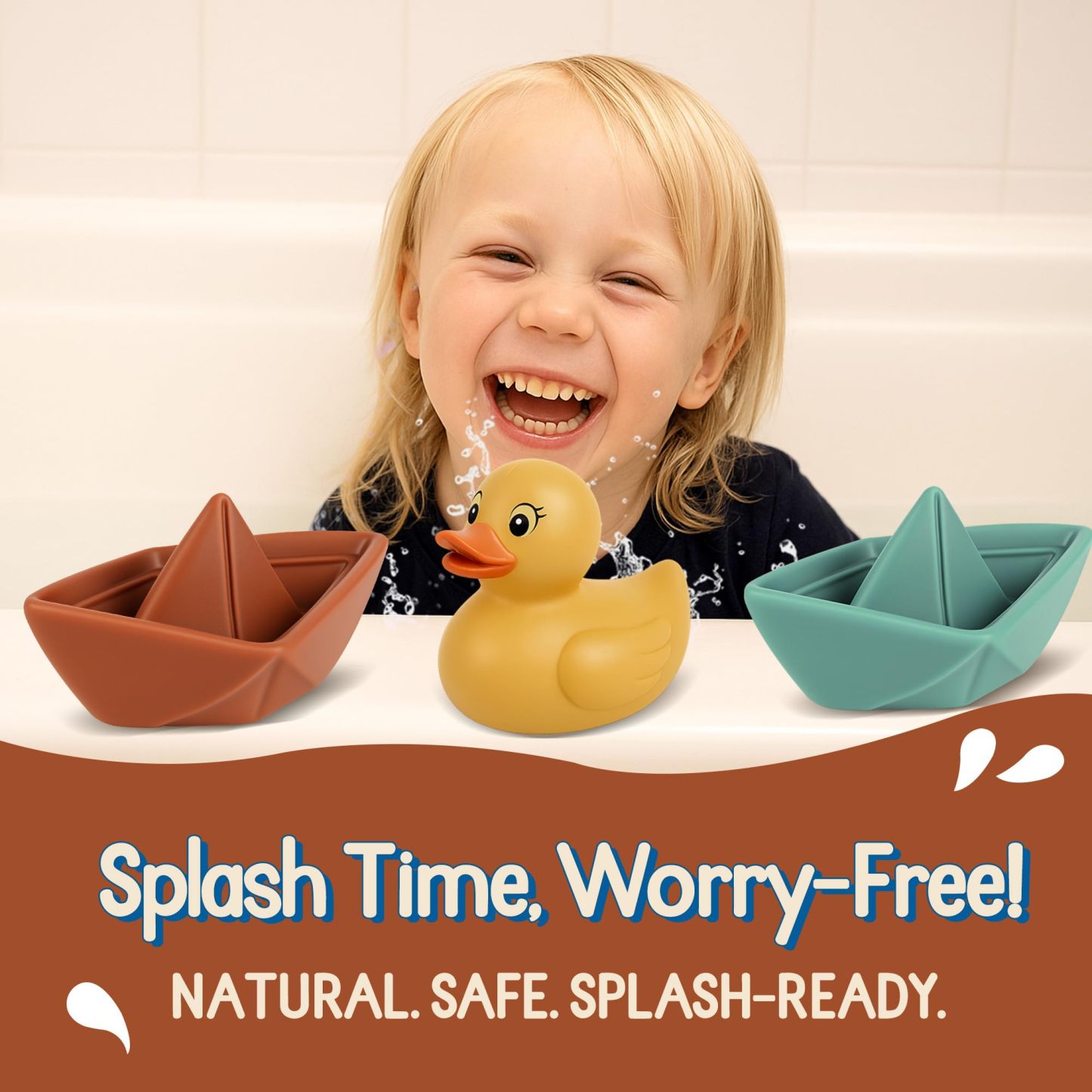 Floating Boat & Spraying Duck Baby Bathtub Toys Set