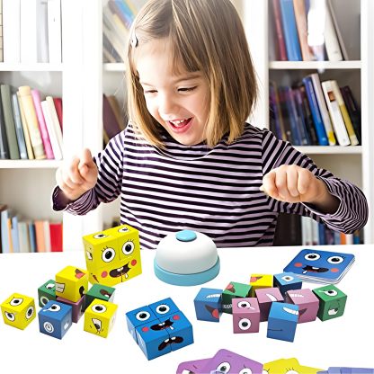 Wooden Cubes, IQ Puzzle, Building Cube Express Toy Faces