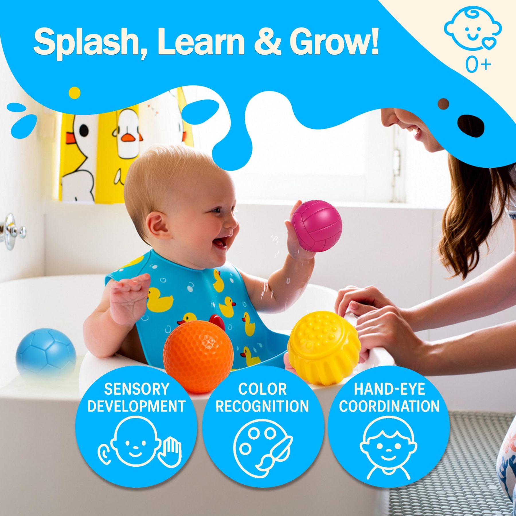 Baby Bath Toys Sensory Balls Set
