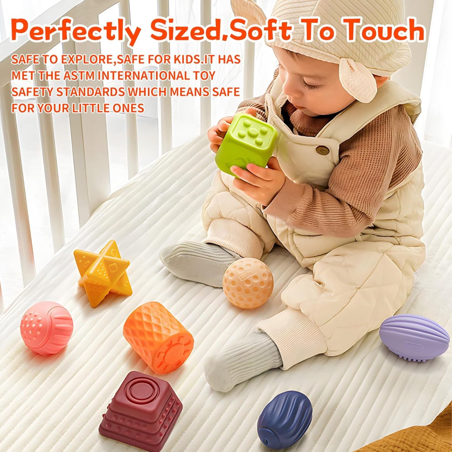 Baby Sensory Ball Soft Textured Multi-Sensory Toy Montessori Toy Baby Massage Ball Gift Set BPA Free Montessori Baby Toy 6 to 12 Months