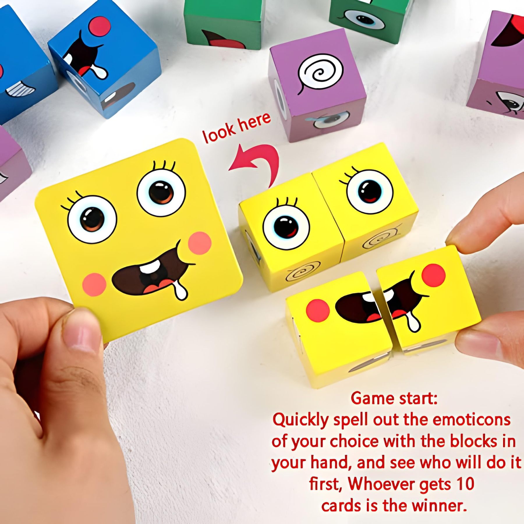 Wooden Cubes, IQ Puzzle, Building Cube Express Toy Faces