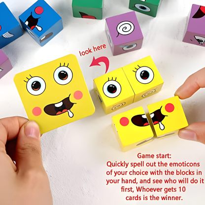 Wooden Cubes, IQ Puzzle, Building Cube Express Toy Faces