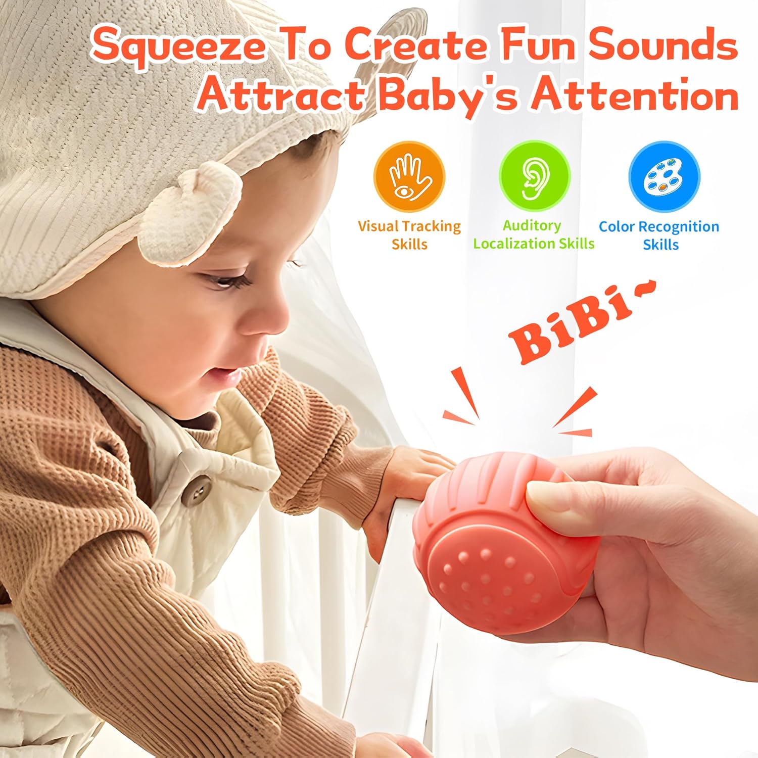 Baby Sensory Ball Soft Textured Multi-Sensory Toy Montessori Toy Baby Massage Ball Gift Set BPA Free Montessori Baby Toy 6 to 12 Months