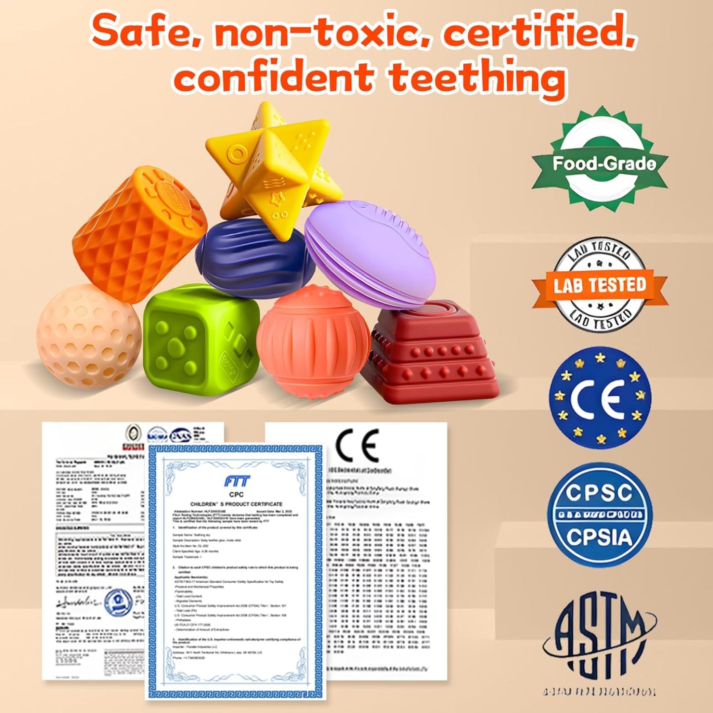 Baby Sensory Ball Soft Textured Multi-Sensory Toy Montessori Toy Baby Massage Ball Gift Set BPA Free Montessori Baby Toy 6 to 12 Months