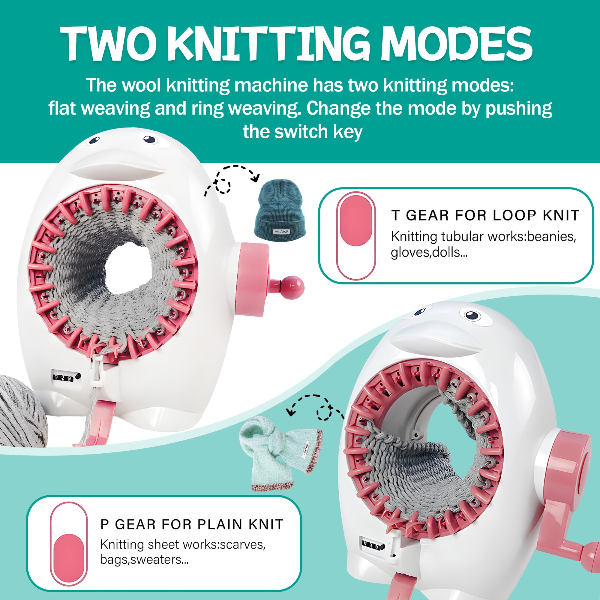 22 Needles Knitting Loom Machine with Row Counter