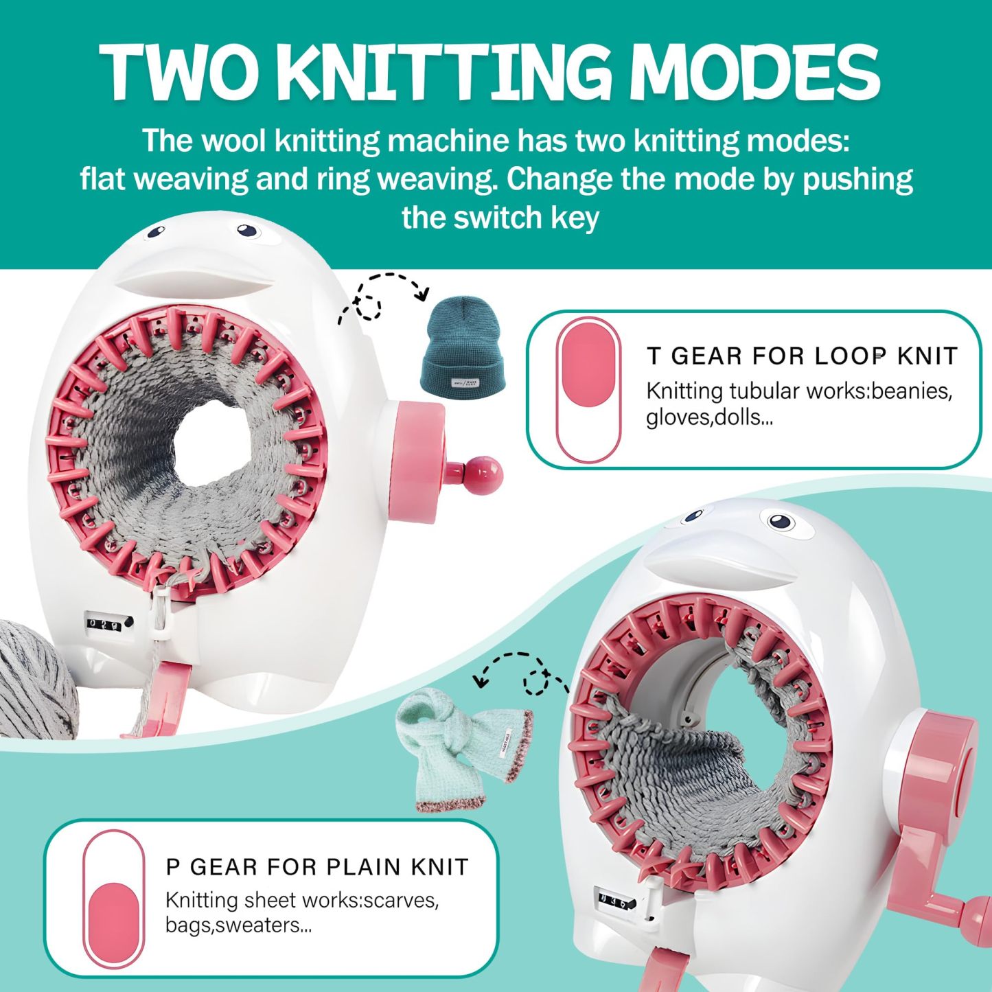 22 Needles Knitting Loom Machine with Row Counter