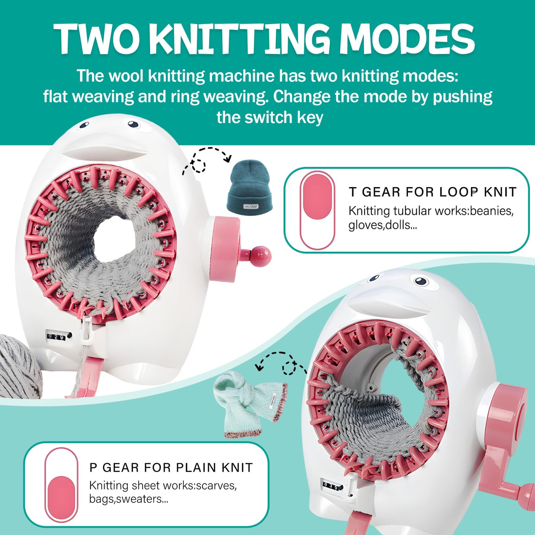 22 Needles Knitting Loom Machine with Row Counter