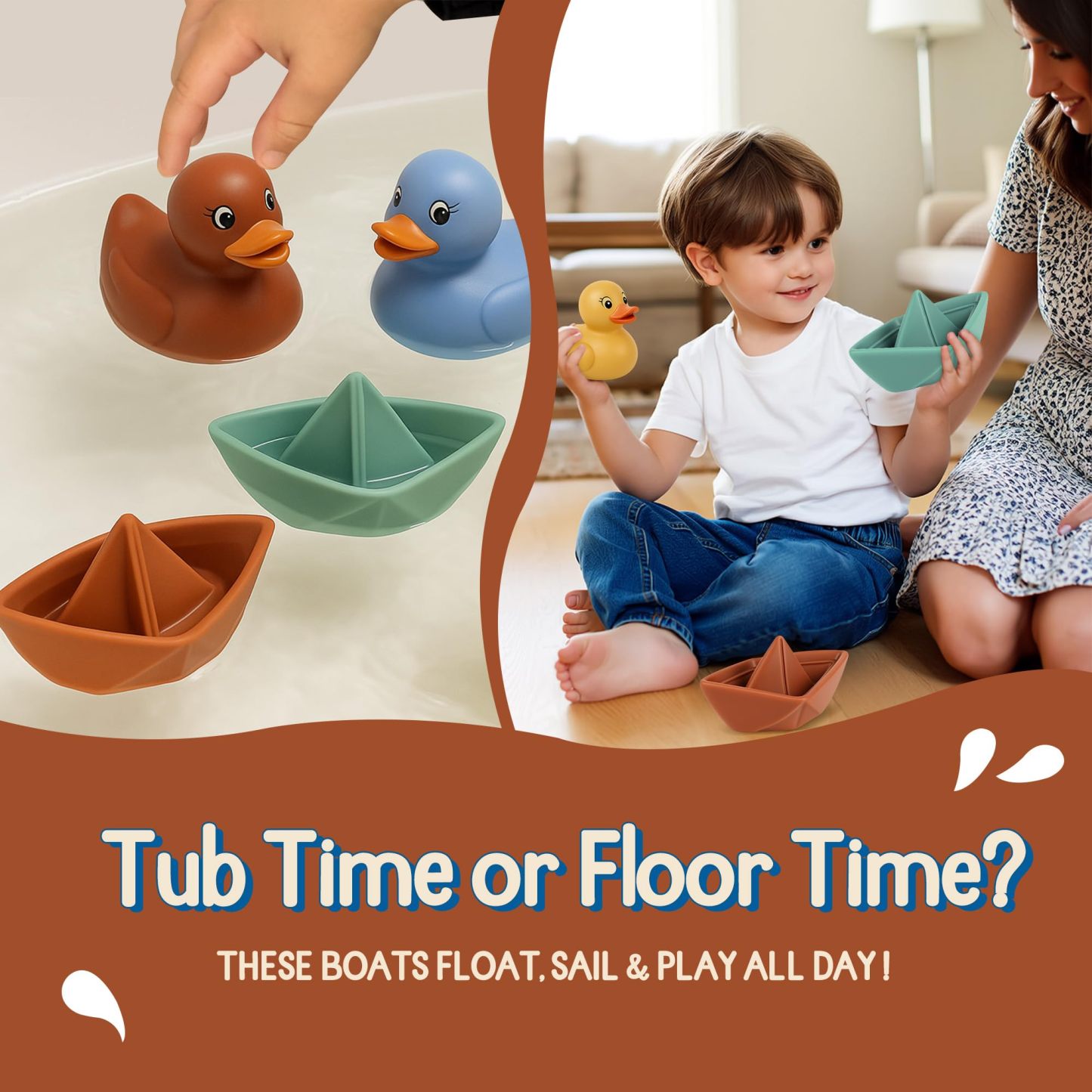 Floating Boat & Spraying Duck Baby Bathtub Toys Set