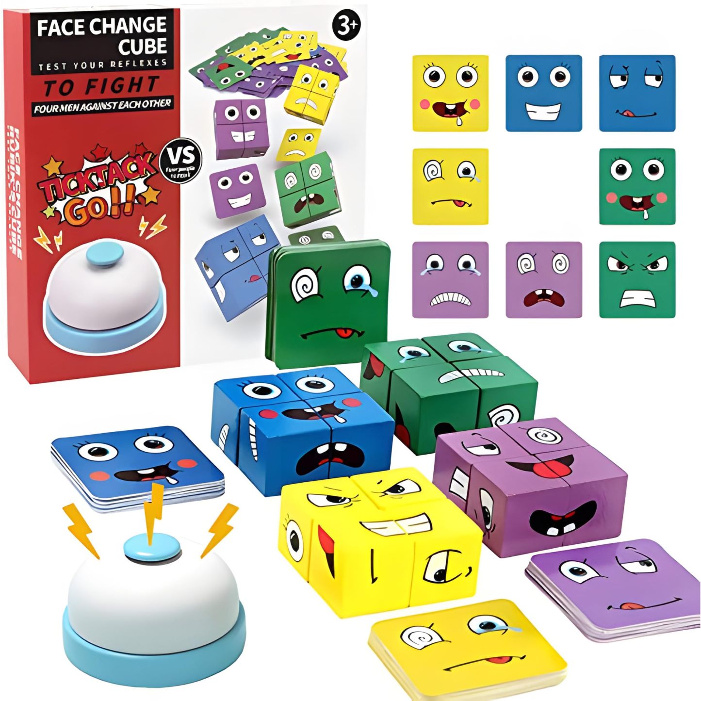 Wooden Cubes, IQ Puzzle, Building Cube Express Toy Faces