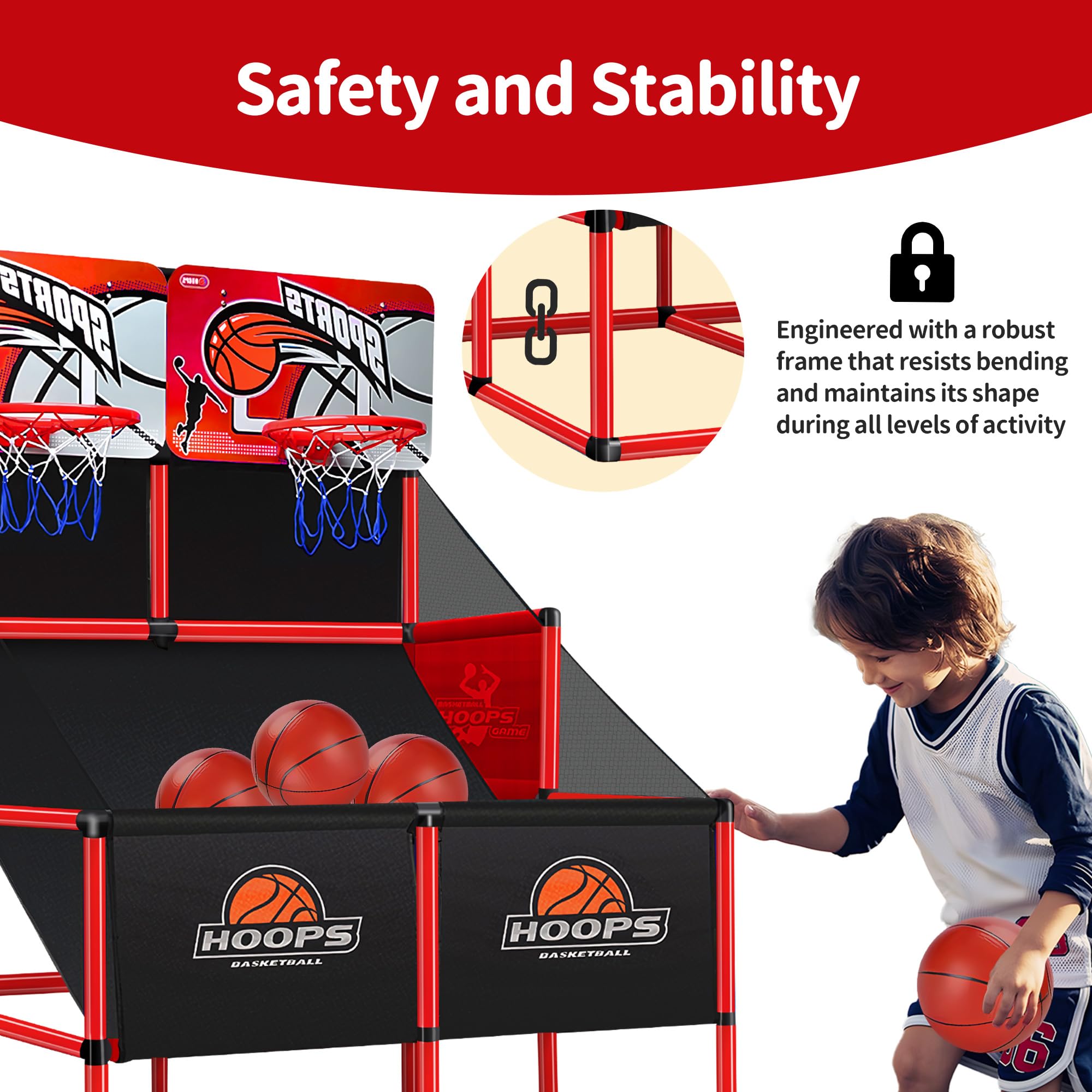 2-Player Basketball Arcade Game for Kids Ages 3-12