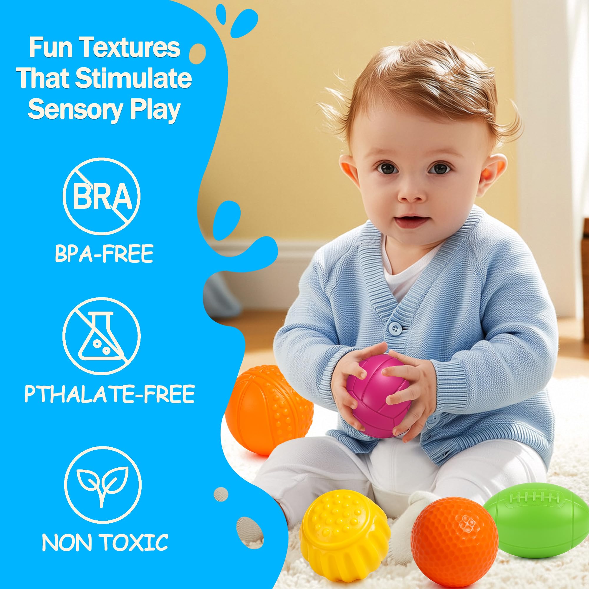 Baby Bath Toys Sensory Balls Set