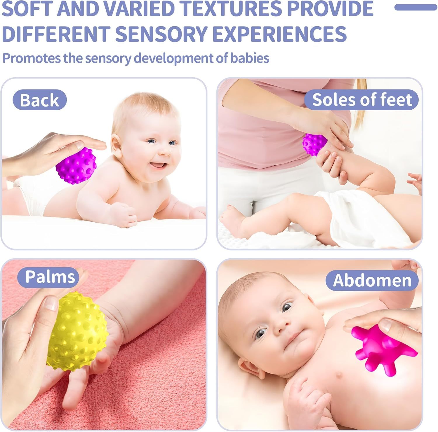 Sensory Balls for Baby - Montessori Toys, Multiple Textures Colorful Toddler Sensory Toys for Babies 1-3 Hand Catching Baby Balls, Blue Baby Rattle 3-6 Months Old Baby Toys for 6-12 Months  优化标题
