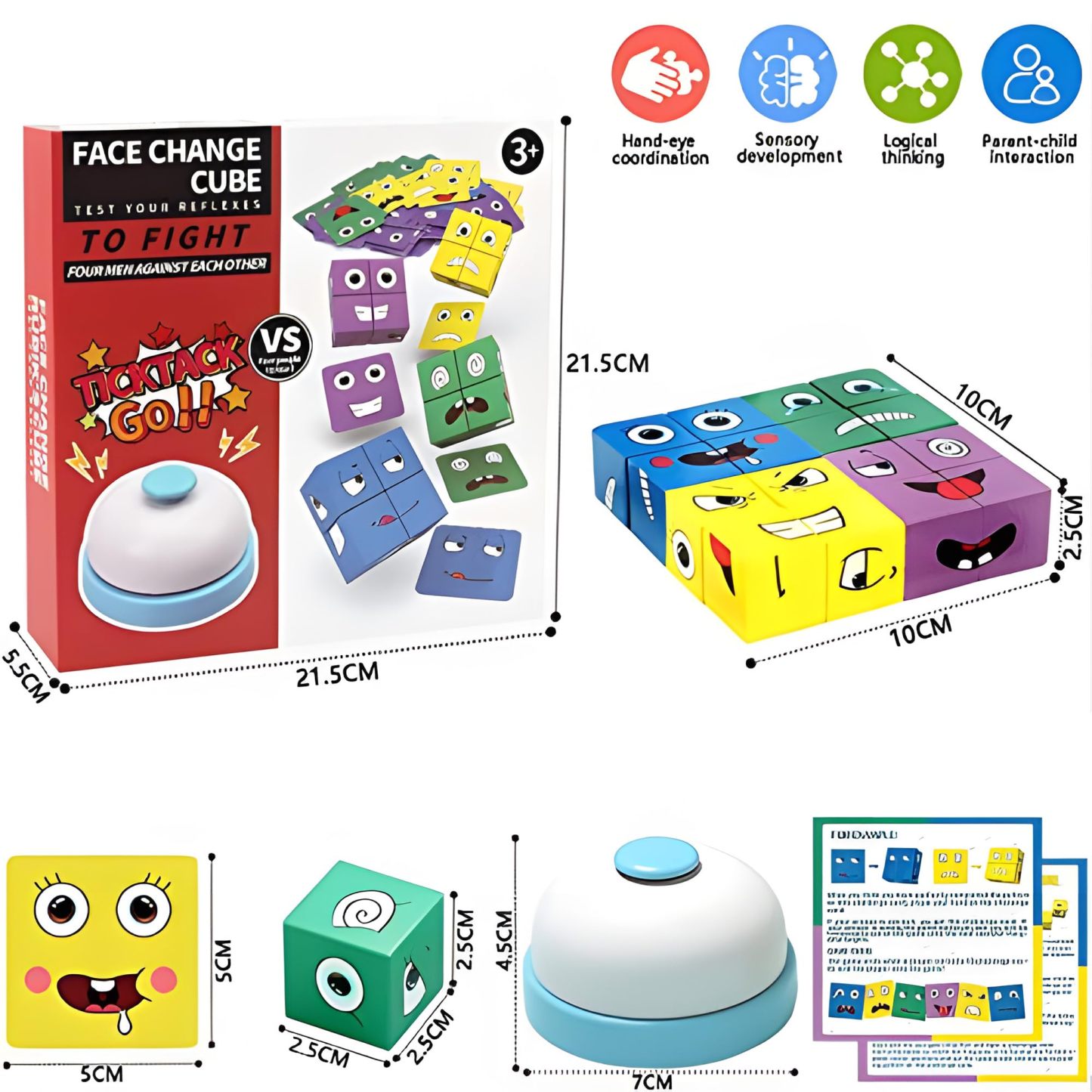 Wooden Cubes, IQ Puzzle, Building Cube Express Toy Faces