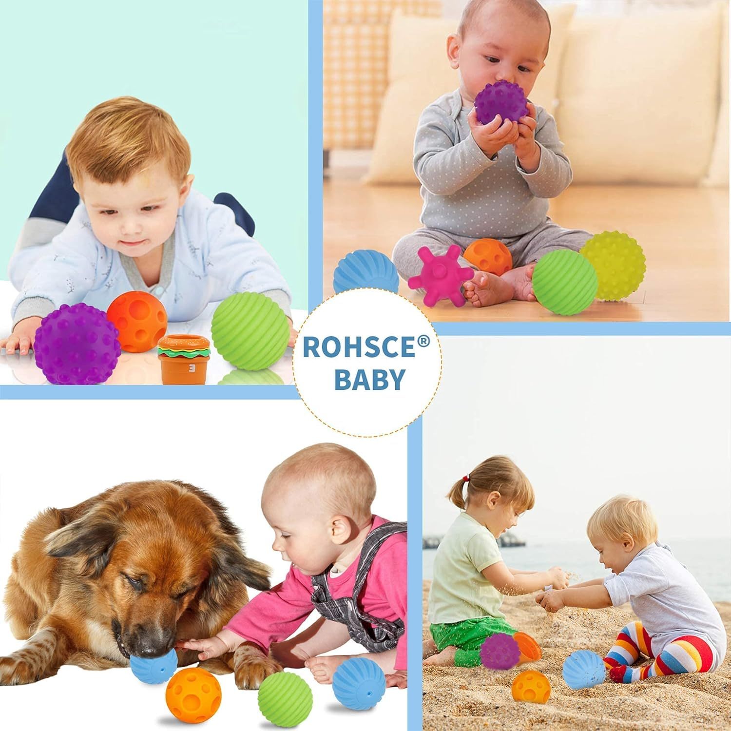 Baby Sensory Balls, 6-12 Months Baby Toy, Textured Multi Balls for Toddlers, 1-3 Colorful Soft Squeeze Bath Toys, Montessori Baby Toys with Stacking Cups, Juguetes Para Bebes de 0 a 6 Meses