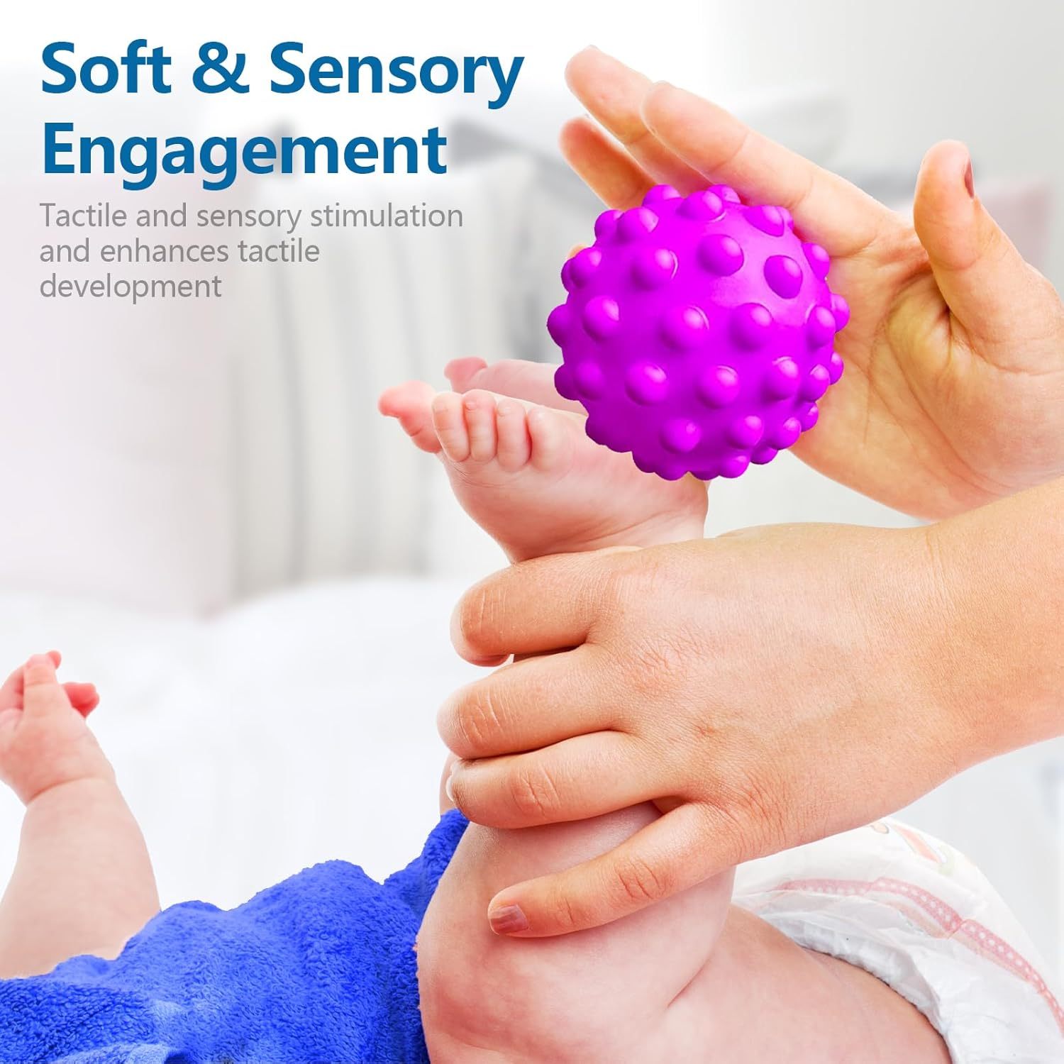 Baby Kids Sensory Balls, Soft Montessori Toys for 6 to 12 Months Baby Sensory Toy Balls Toddler and Infant Small Massaging Soft Textured Multi Ball Set